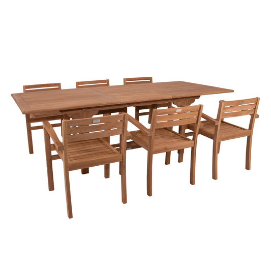 Matgrupp Capri Bord 180-240 cm + Sienna fåtölj Eden Wood, teak