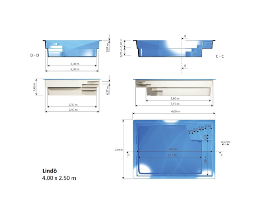 Poolpaket Glasfiberpool - 4x2.5m - Lindö