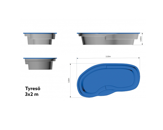 Poolpaket Glasfiberpool - 3x2m - Tyresö